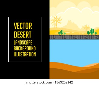 Set of Vector desert landscape background illustration
