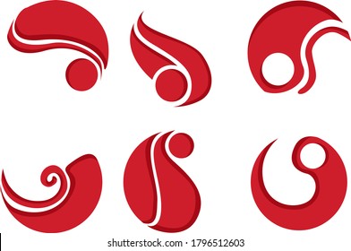 Set of Vector Design of an Abstract Logo in Red