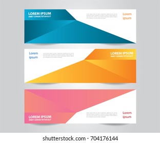 Set of  vector design banner template.Modern Colorful business banner template. Blue, Orange and Pink Banner design.