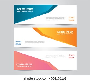 Set of  vector design banner template.Modern Colorful business banner template. Blue, Orange and Pink Banner design.