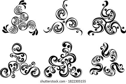 Set of Vector Design of a Black Leaf Box Frame with a Natural Theme