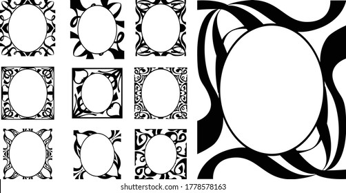 Set of Vector Design of a Black Tape Ornament Frame Box a Object Theme