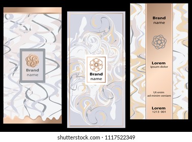 Set of vector design collection, elements labels icon and gold frames for packaging and design of luxury products