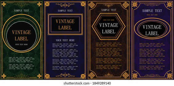 Set of vector design collection, elements labels icon and gold frames for packaging and design of luxury products