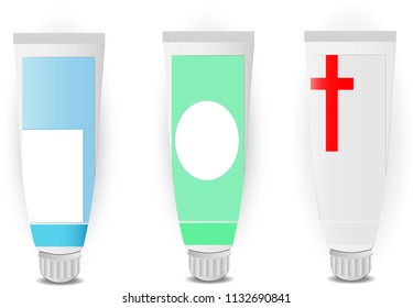 Set Vector design of cosmetic package advertising template cream with white background. Realistic 3d mock-up of cosmetic package.