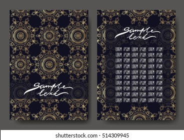 Set of Vector design for cover. 
Brochure or flyer template.  Geometric theme. Oriental style.