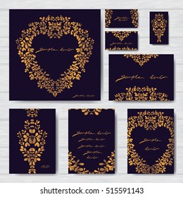 Set of Vector design for cover. 
Brochure, business card or flyer template. Floral ornament.