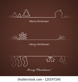 Set of vector design elements for Christmas cards decoration.