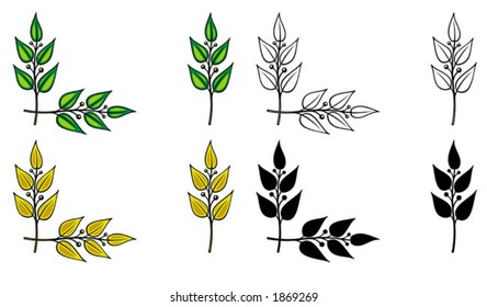 Set of vector design elements. Corner ornament - Laurel branches. This is a vector image - you can simply edit colors and shapes.