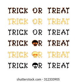 SET vector design elements: halloween title with logo on white background