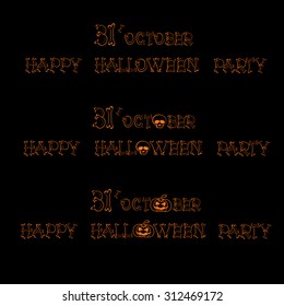 SET vector design elements: halloween title with logo on black background