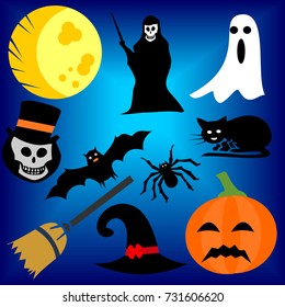 Set vector design elements of Halloween