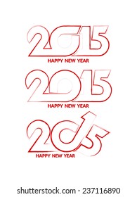 Set of vector design elements of happy new year 2015.