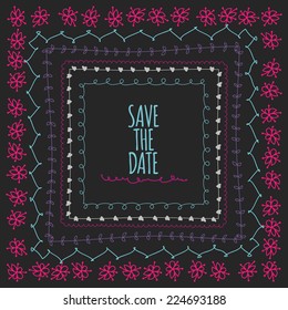 Set of vector design elements and page decoration, doodle frames. Hand-drawn elements. Vector illustration.