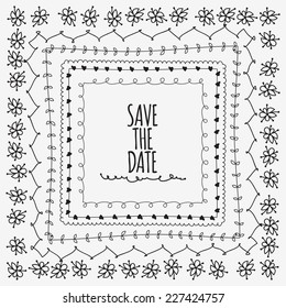 Set of vector design elements and page decoration, doodle frames. Hand-drawn elements. Vector illustration.