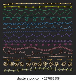 Set of vector design elements and page decoration, dividers and borders. Hand-drawn elements. Vector illustration.