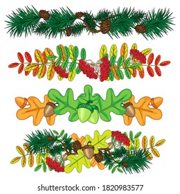 Set of vector design elements. Stock illustration of autumn leaves