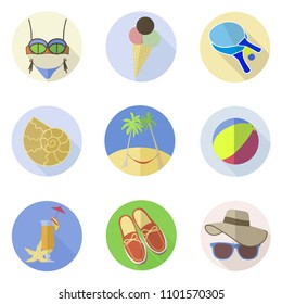 Set of vector design elements. Summer and vacation, sport and beach