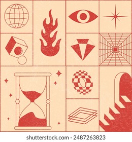 Set of vector design elements and templates. Abstract logos and branding elements in trendy linear minimal style. Design for web banner, business presentation, decoration.