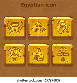 Set of vector design golden egypt travel icons culture ancient elements, Gold bars