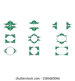 Set of Vector Design of a Green Leaf Ornament Frame with a Nature Theme