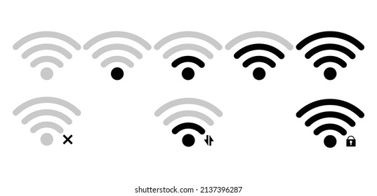 a set of vector design illustrations of wifi signal or hotspot symbols. simple and editable design. a complete bundle of wifi signal or hotspot icons