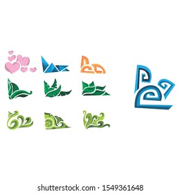 Set of Vector Design of Love, Abstract and Leaf Ornaments
