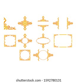 Set of Vector Design of a Orange Wood Ornament Frame with a Nature Theme