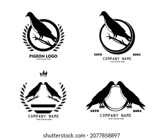 Set of vector design pigeon logo collection