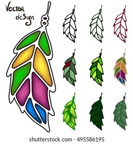 Set of vector design plant leaf. Different colors and design. Handmade. Maybe it uses the logo, packaging, postcards, etc.