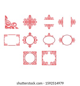 Set of Vector Design of a Red Rope Ornament Frame with a Line Theme