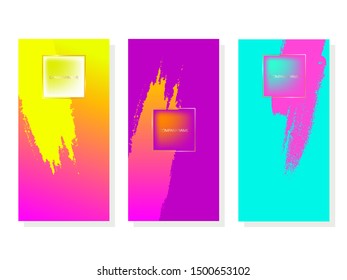 Set of vector design templates for banner, flyer, cover, invitation, web. A bright colors brush strokes and spots on a color background. 