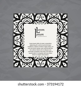 Set of vector design templates. Brochures in random colorful style. Vintage frames and backgrounds. Business card with floral ornament. Vintage style.