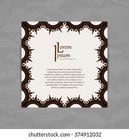 Set of vector design templates. Brochures in random colorful style. Vintage frames and backgrounds. Business card with floral circle ornament. Mandala style.