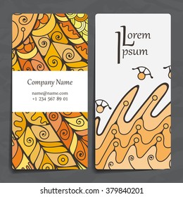 Set of vector design templates. Brochures in random colorful style. Frames and backgrounds. Zentangle designs.