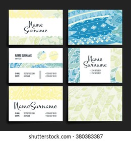 Set of vector design templates. Brochures in random colorful style. Frames and backgrounds. Zentangle designs.