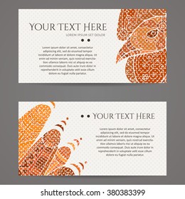 Set of vector design templates. Brochures in random colorful style. Frames and backgrounds. Zentangle designs.