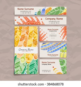 Set Of Vector Design Templates. Brochures In Random Colorful Style. Frames And Backgrounds. Zentangle Designs.