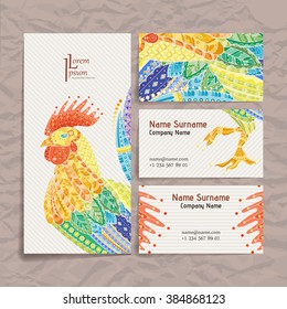 Set of vector design templates. Brochures in random colorful style. Frames and backgrounds. Zentangle designs.