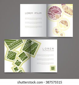 Set of vector design templates. Brochures in random colorful style. Frames and backgrounds. Zentangle designs.