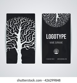 Set of vector design templates. Brochures in random colorful style. Vintage frames and backgrounds. Business card with tree in hand draw style. Hipster style.
