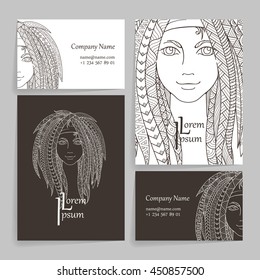 Set of vector design templates. Brochures in random colorful style. Frames and backgrounds. Zentangle designs.