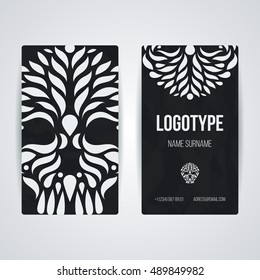 Set of vector design templates. Brochures in random colorful style. Vintage frames and backgrounds. Business card with circle ornament.