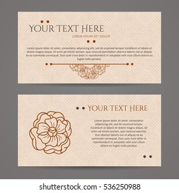 Set of vector design templates. Brochures in random flower style. Vintage frames and backgrounds. Business card with floral circle ornament.