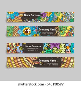 Set of vector design templates. Brochures in random colorful style. Frames and backgrounds. Zentangle designs.