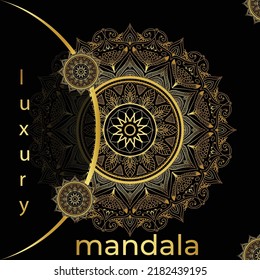 conjunto de plantillas de diseño vectorial. Tarjeta de visita con ornamento de círculo floral. Estilo Mandala. Oro de lujo
