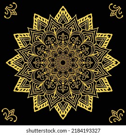 set of vector design templates. Business card with floral circle ornament.mandala style.luxury gold.
