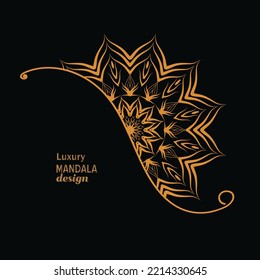 set of vector design templates. Business card with floral circle ornament.mandala style.luxury gold.