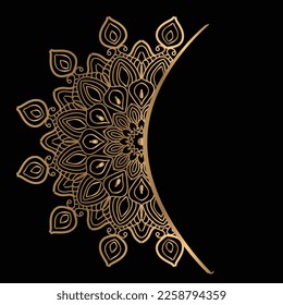 set of vector design templates. Business card with floral circle ornament .mandala style .luxury gold.
