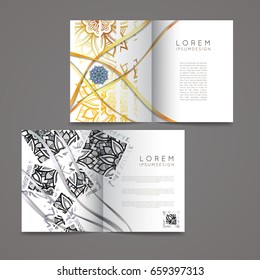 Set of vector design templates. Business card with floral circle ornament. Mandala style.